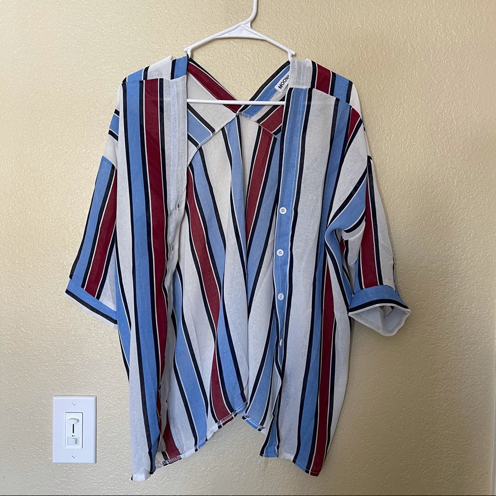 Striped swimsuit cover up blouse